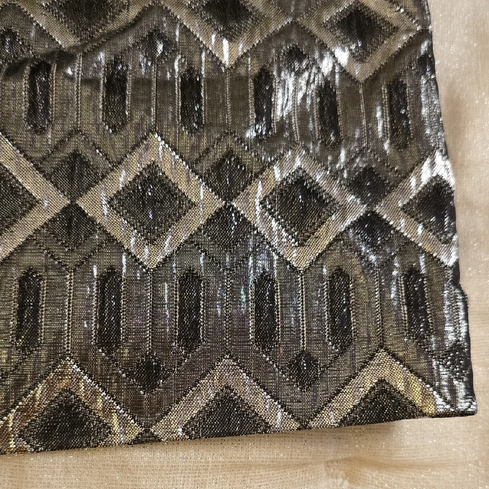 Tory Burch Metallic Silver and Black Mini Dress EUC